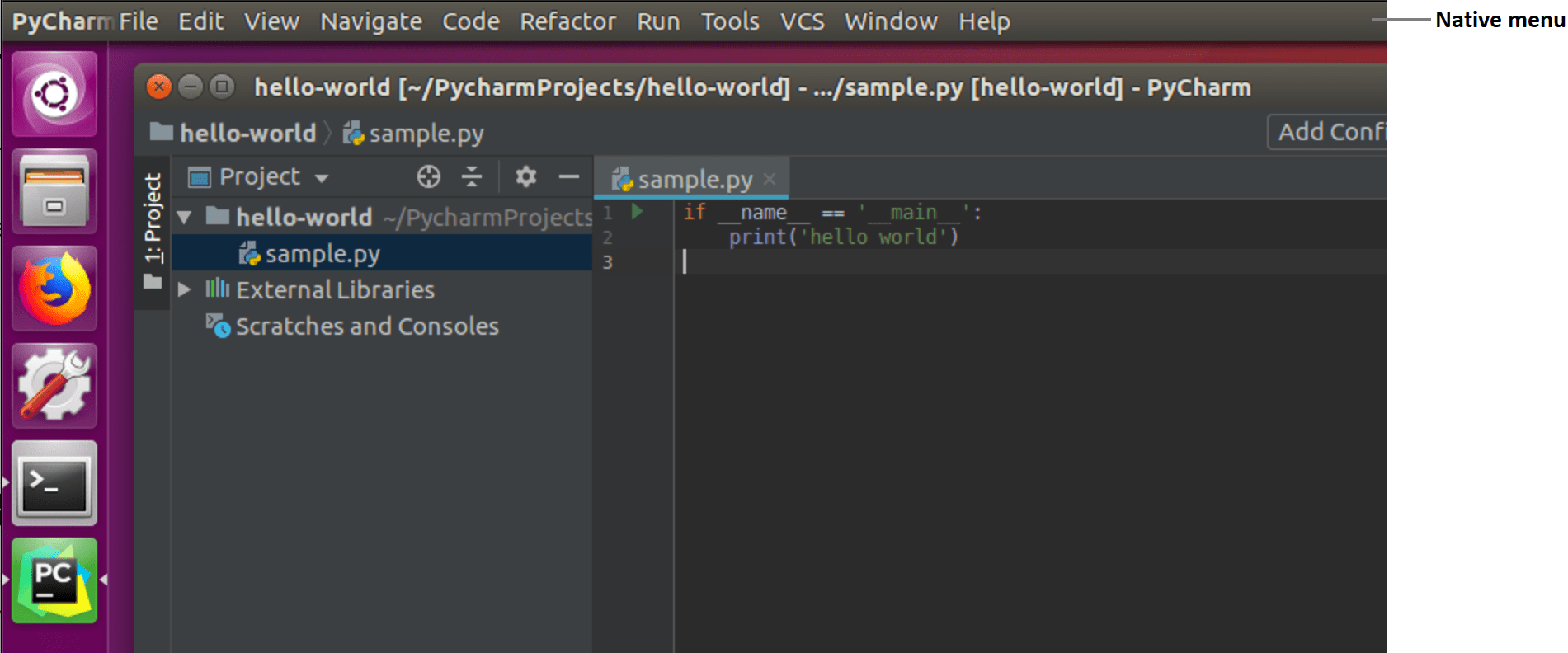 Linux native menu enabled for the IDE Linux native menu enabled for the IDE