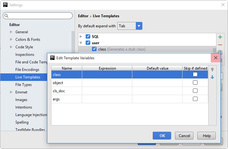 Edit template variables Edit template variables