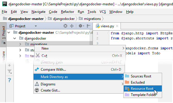 Mark a folder as a resource root Mark a folder as a resource root