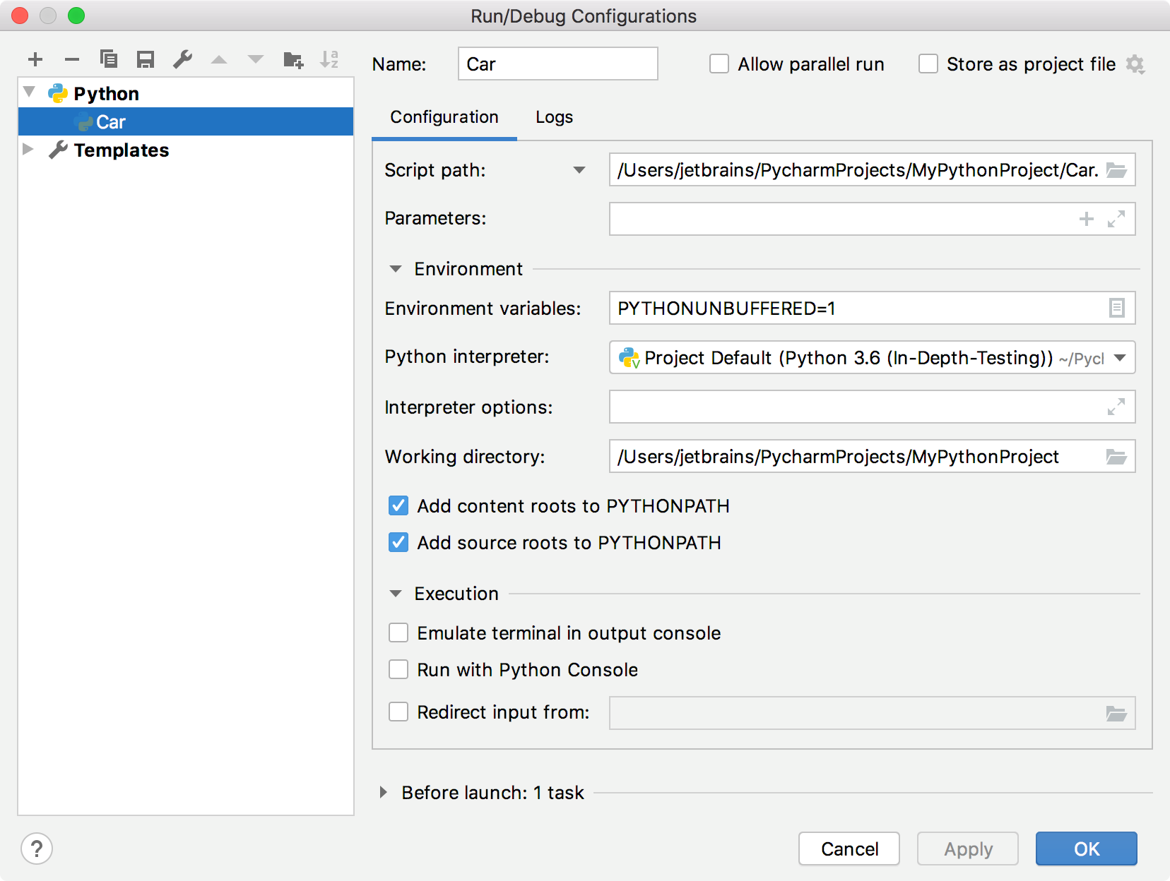 Run/Debug Configuration Run/Debug Configuration