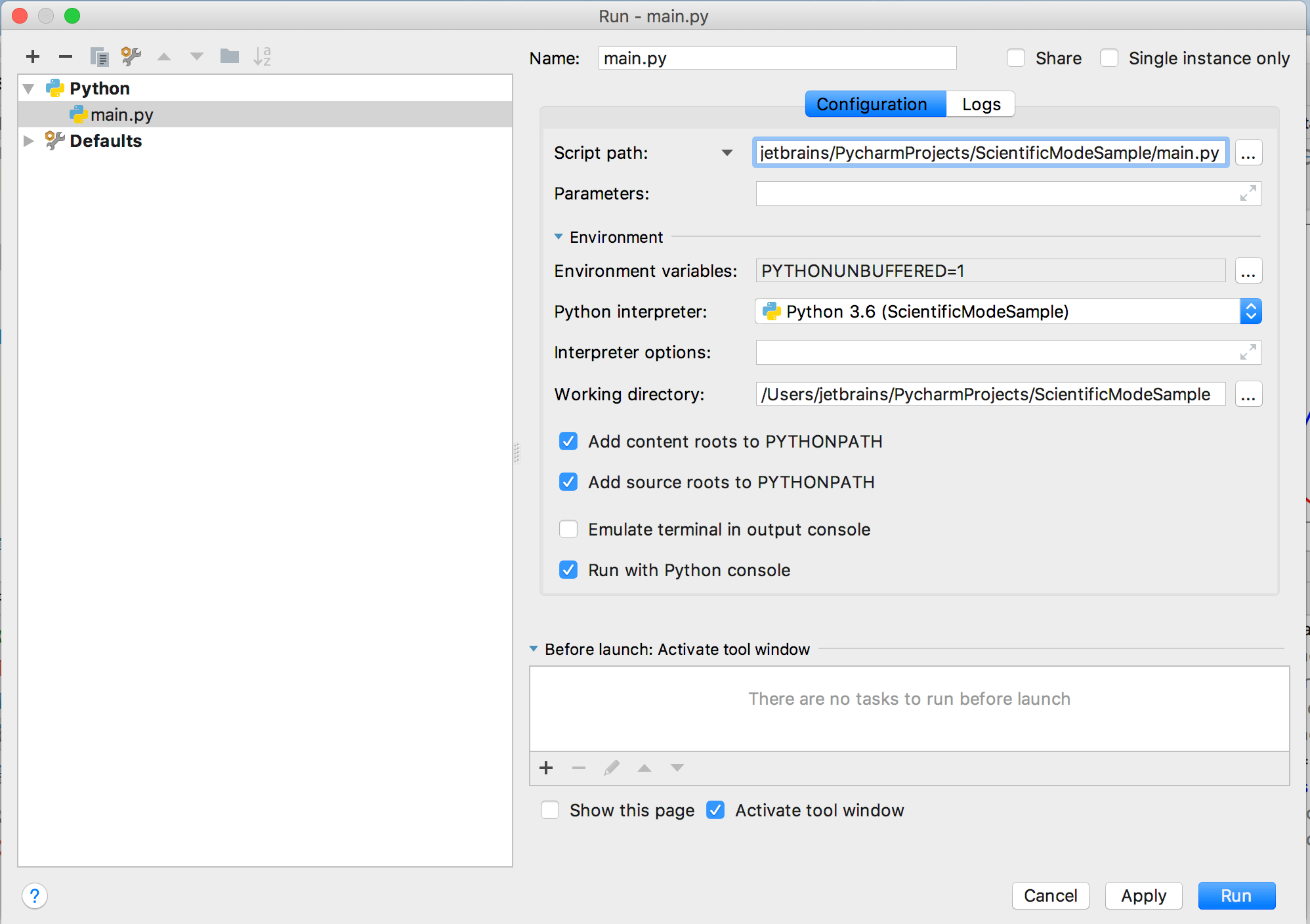 Run with Python console Run with Python console