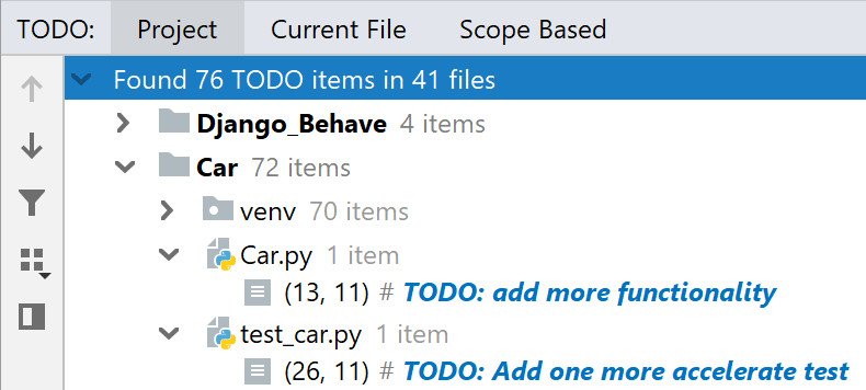 The TODO tool window The TODO tool window