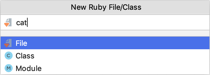 New Ruby File/Class dialog