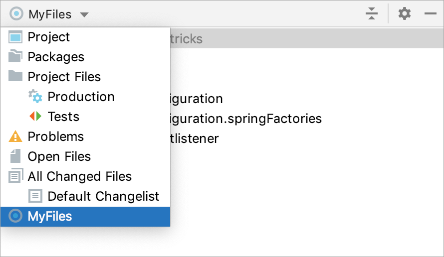 The new scope shown in the Project tool window The new scope shown in the Project tool window