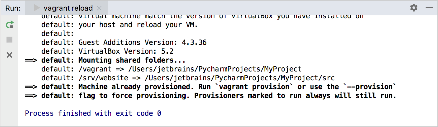 Vagrant reloading results Vagrant reloading results