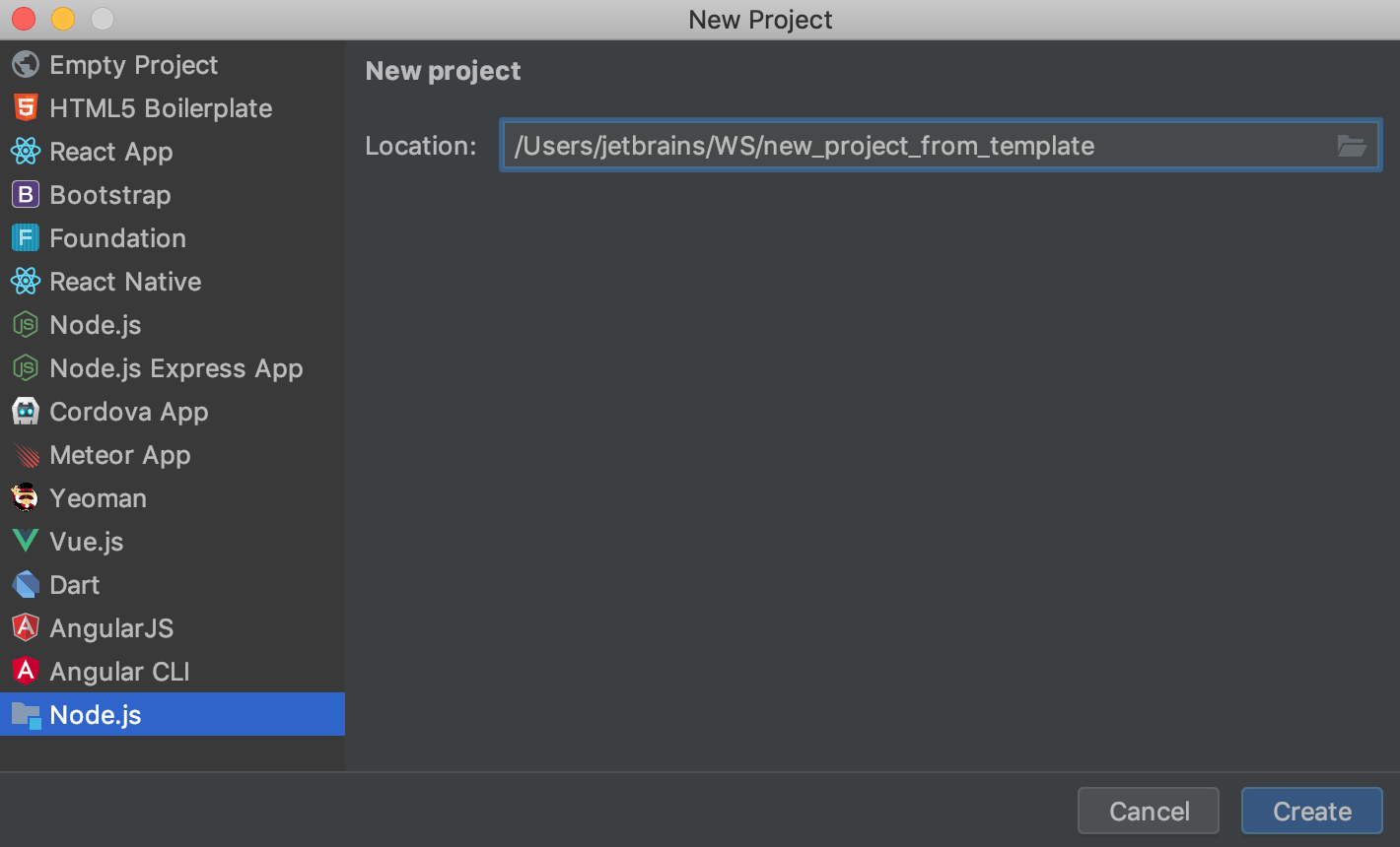Creating Projects - Help | WebStorm