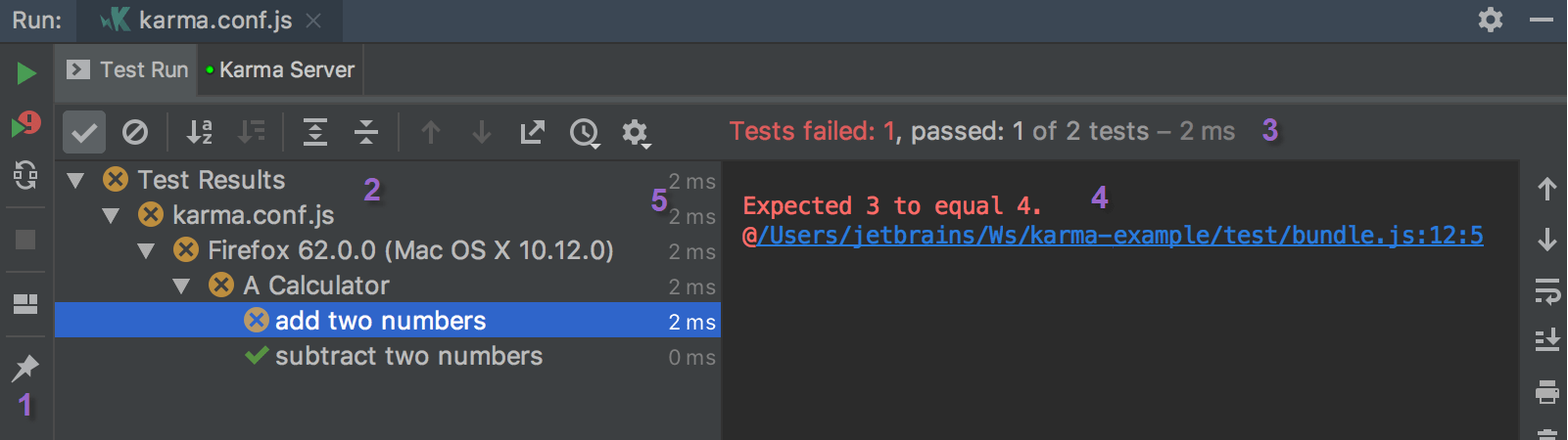 Test runner tab Test runner tab