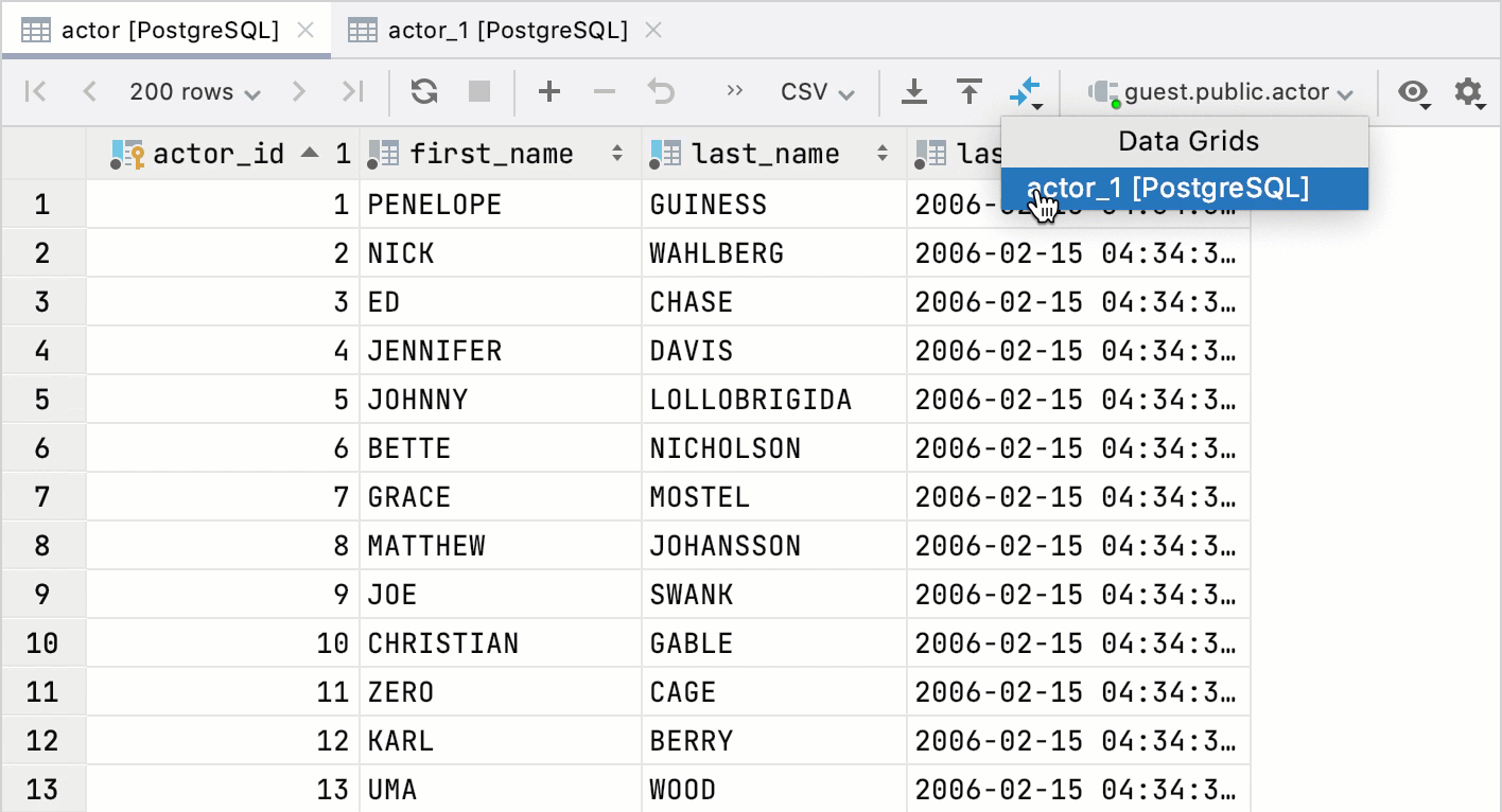 compare table data