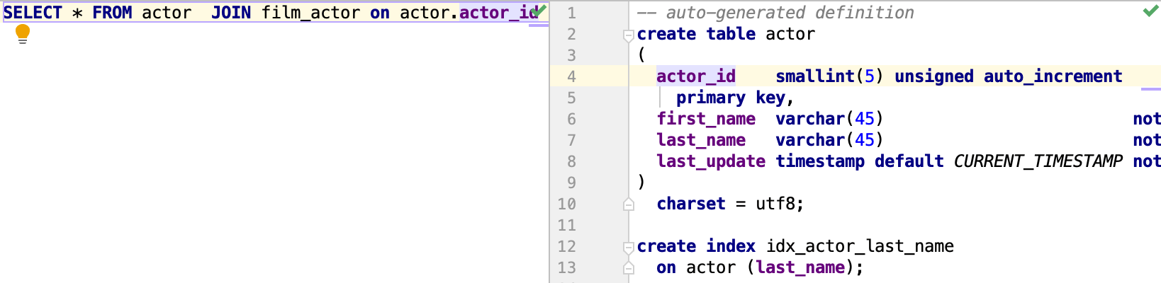 Open a definition in the DDL editor Open a definition in the DDL editor