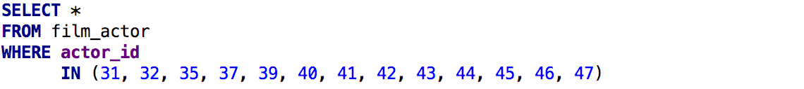 Copy values and paste them into the query Copy values and paste them into the query