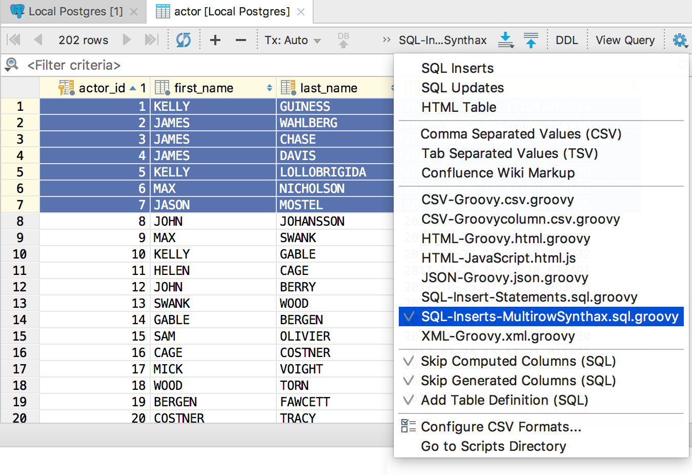 Select the script in the menu Select the script in the menu
