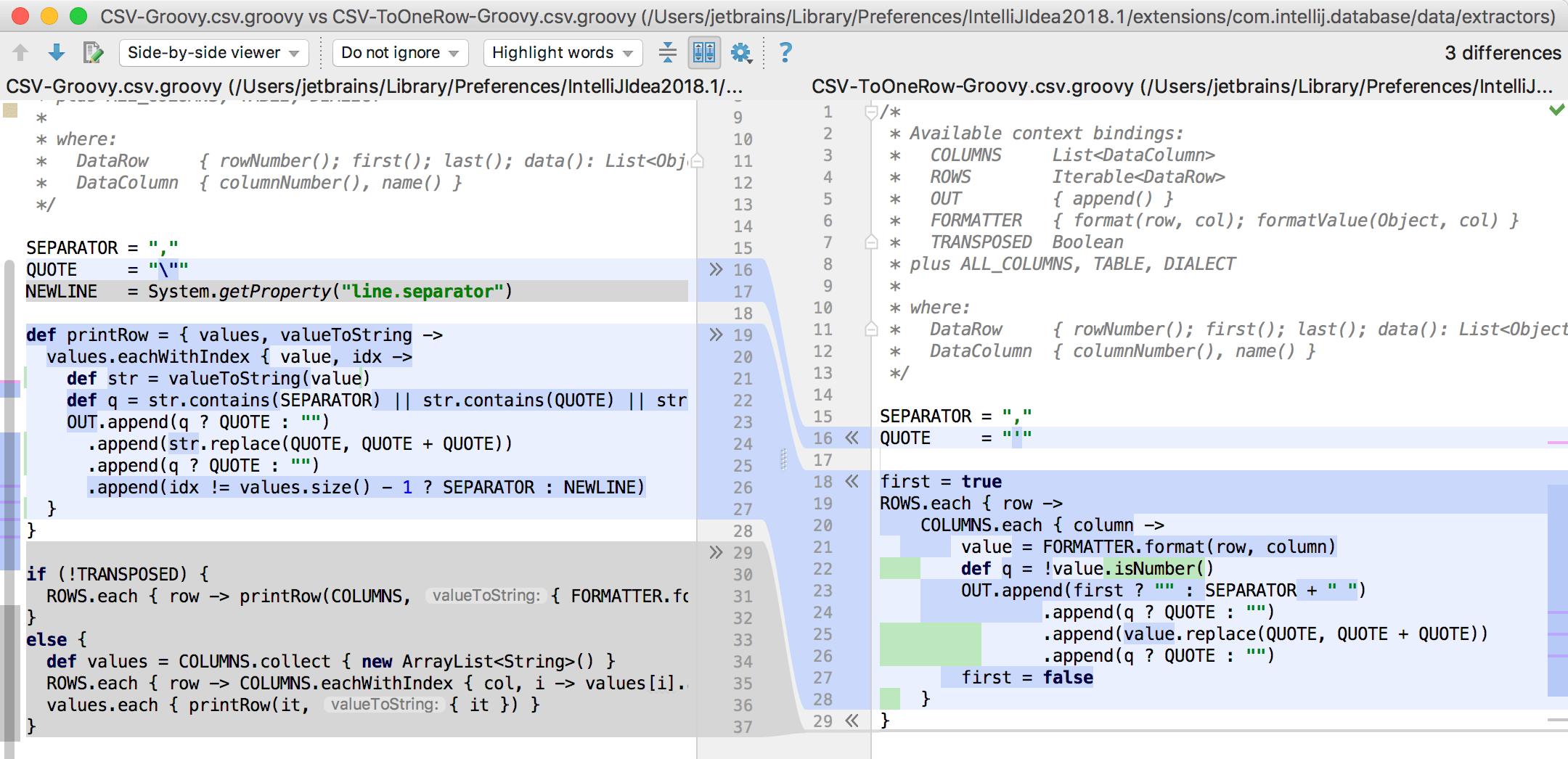 Viewing diff for two scripts Viewing diff for two scripts