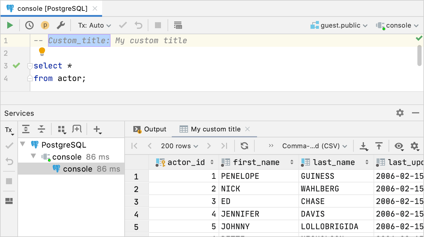 Use custom titles for tabs with results Use custom titles for tabs with results