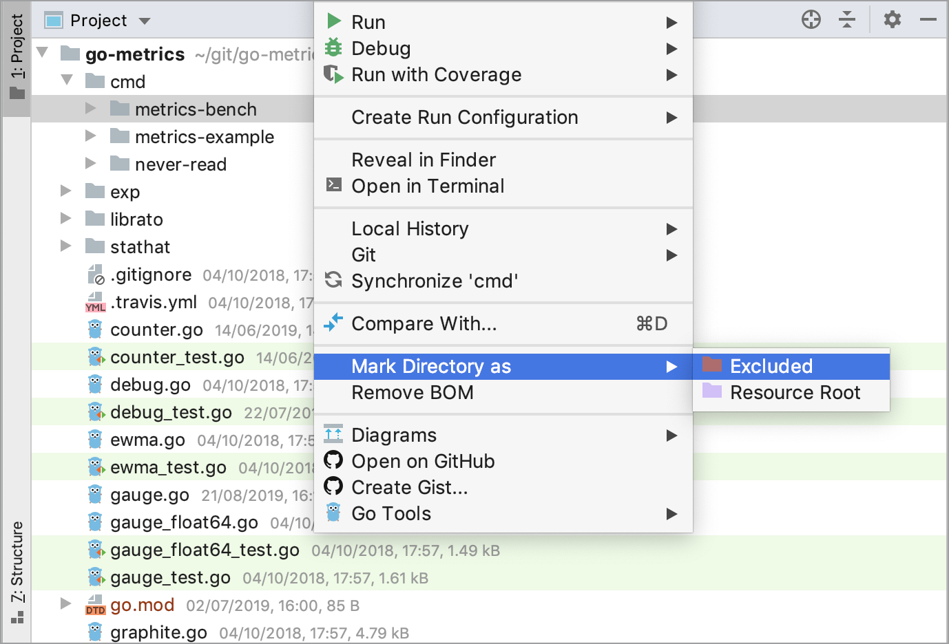 Mark directories in the Project tool window Mark directories in the Project tool window