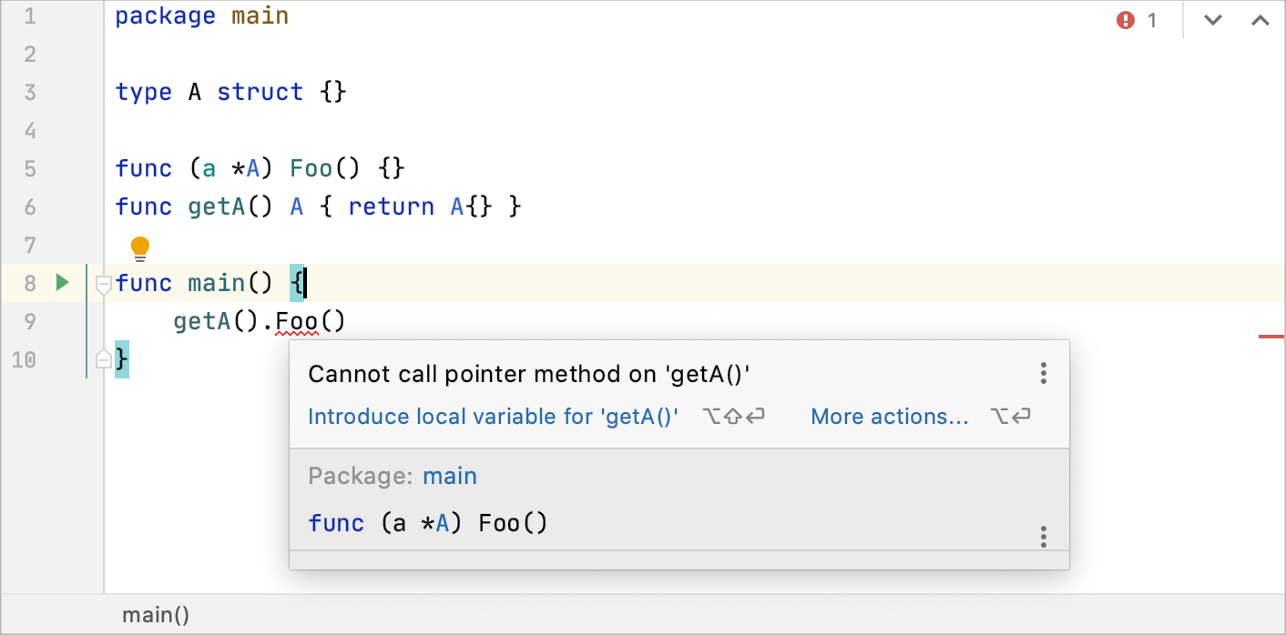 A warning that pointer method cannot be called A warning that pointer method cannot be called