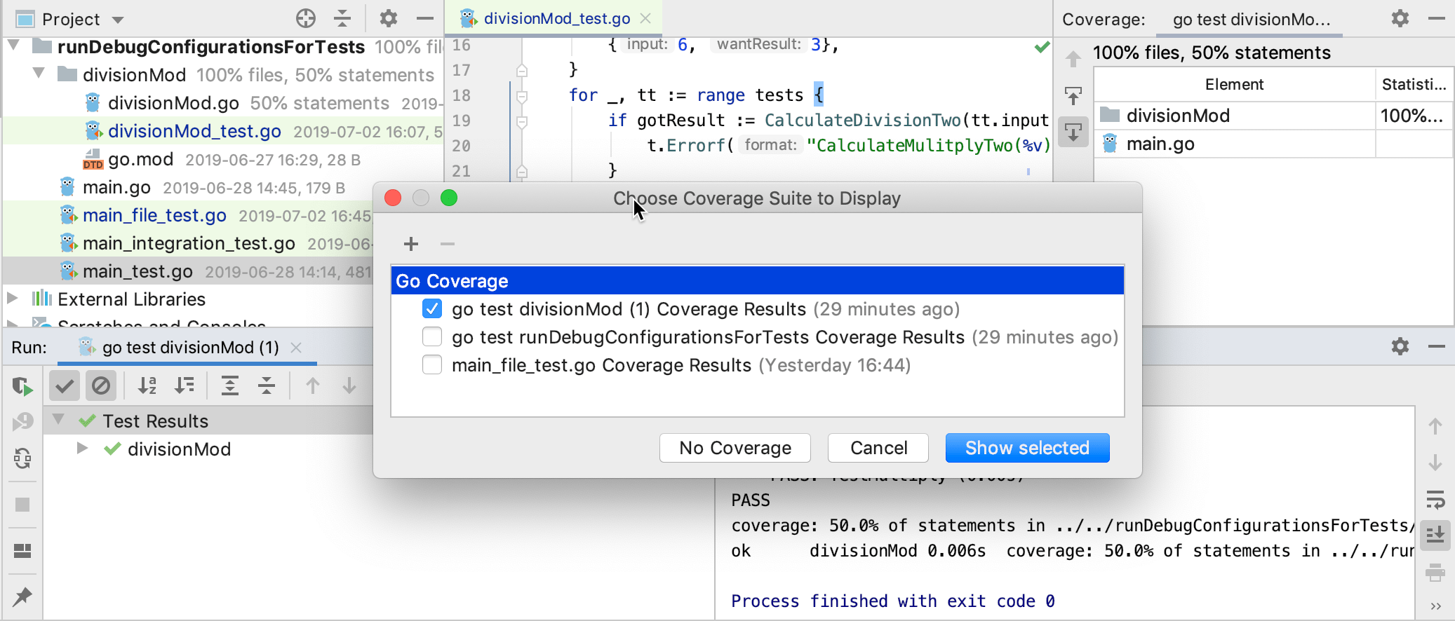 View code coverage results View code coverage results