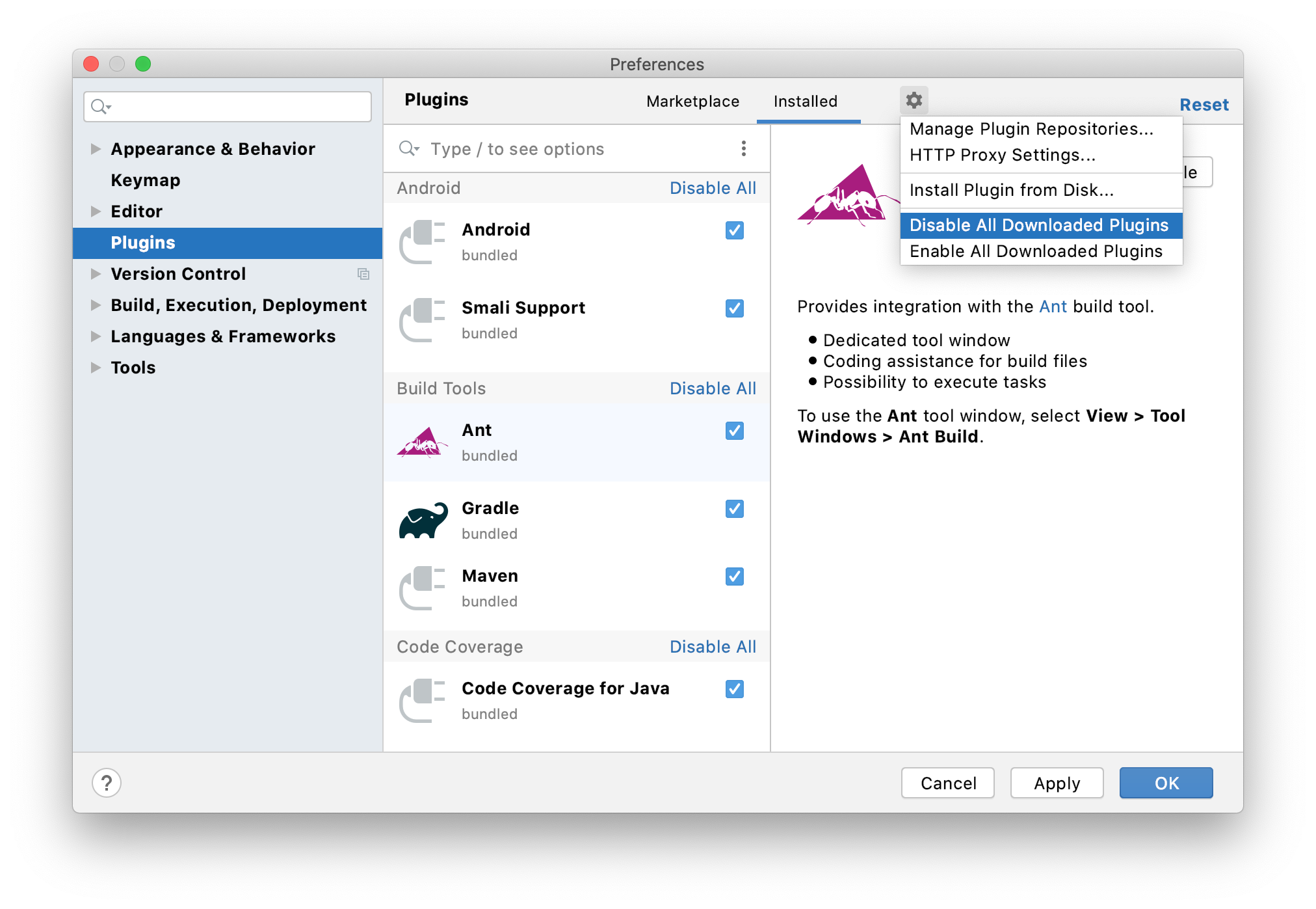 Disable all downloaded plugins Disable all downloaded plugins