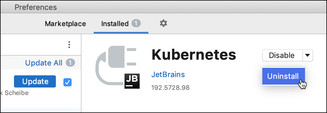The Uninstall item for plugins The Uninstall item for plugins