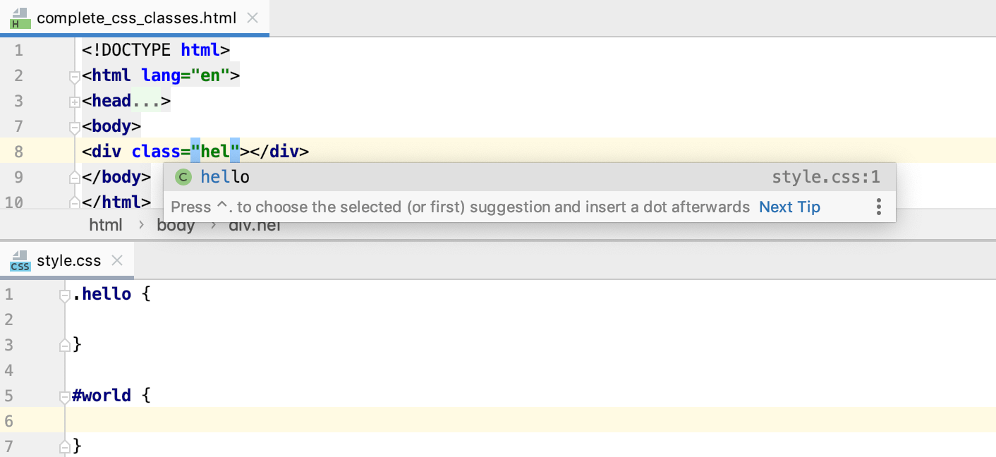 Project-wide completion for Style Sheet symbols in HTML Project-wide completion for Style Sheet symbols in HTML