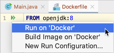 The Run on Docker popup