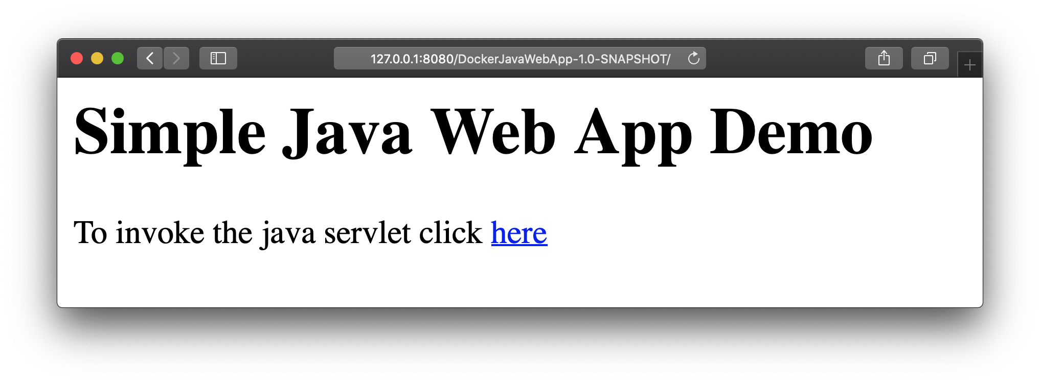 Simple Java Web App Demo start page
