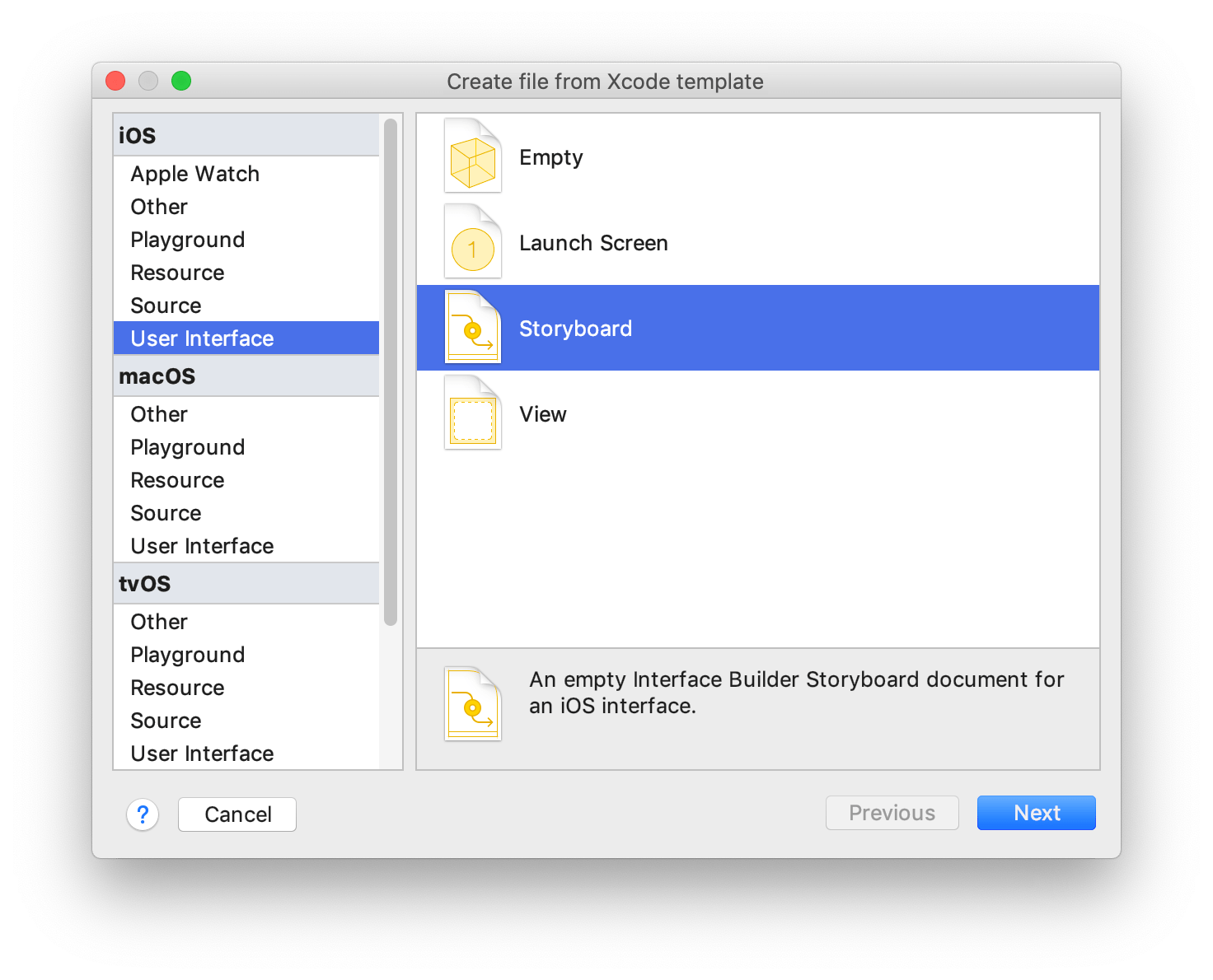 Create file from Xcode template: Step 1