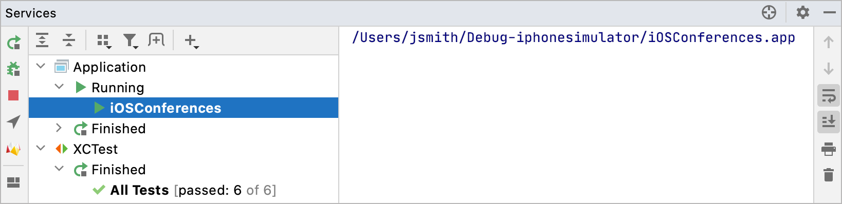 Run/Debug configurations in the Services tool window