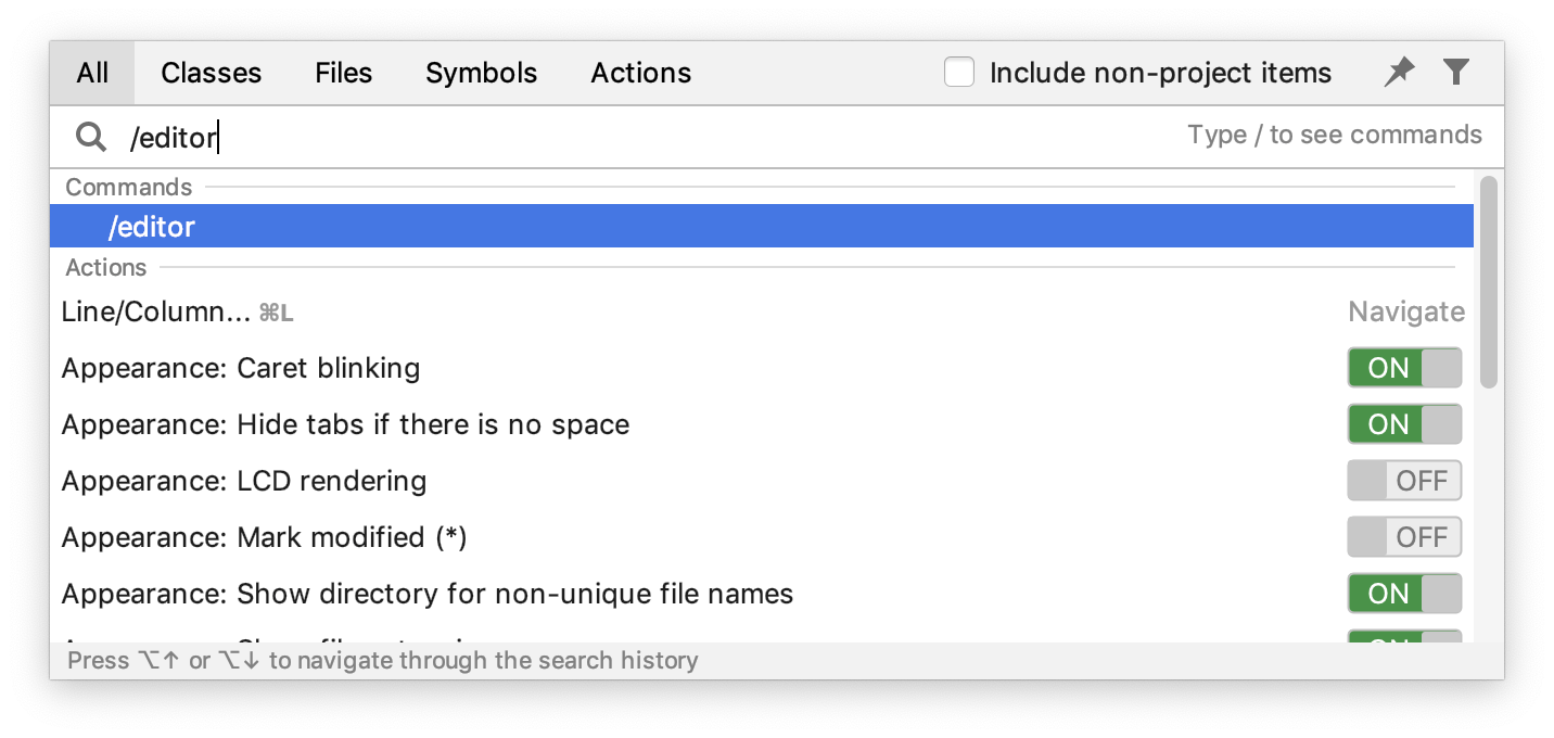 Search for Settings