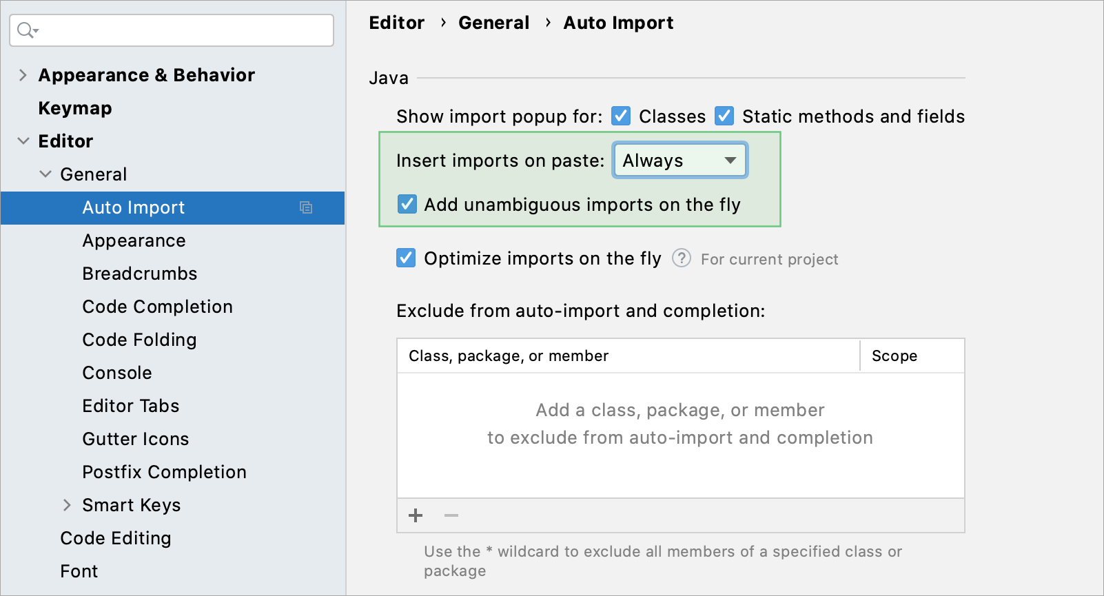 Add unambiguous imports on the fly checkbox