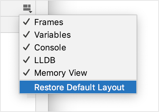 Restore Default Layout menu item