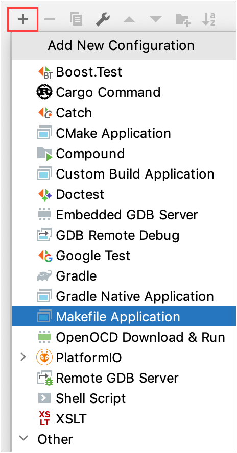 Adding a Makefile Application configuration