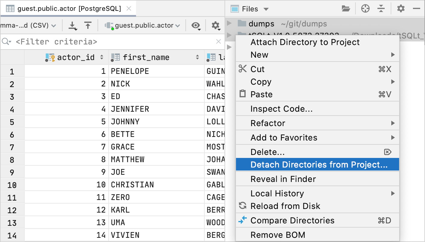 Detach a directory with SQL files