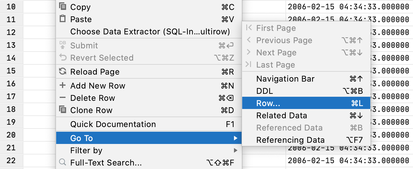 Go to a specified row