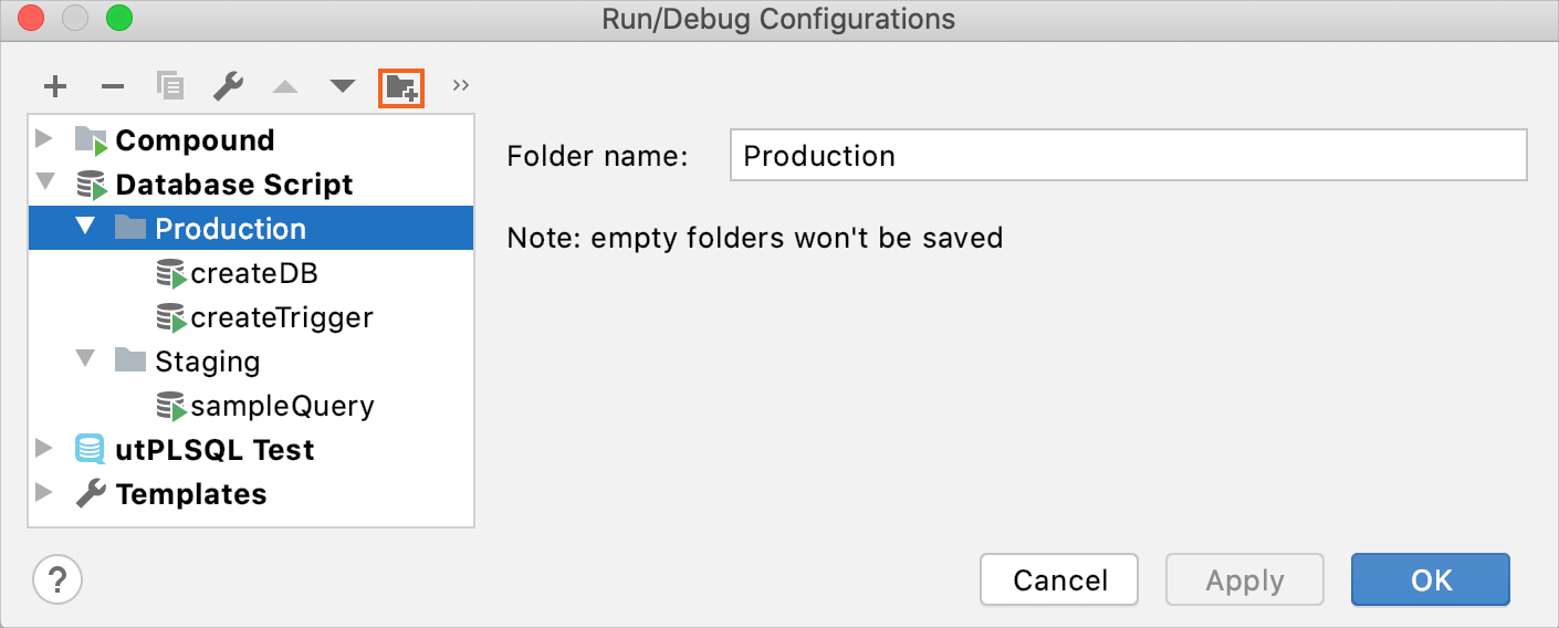 folders for run configurations