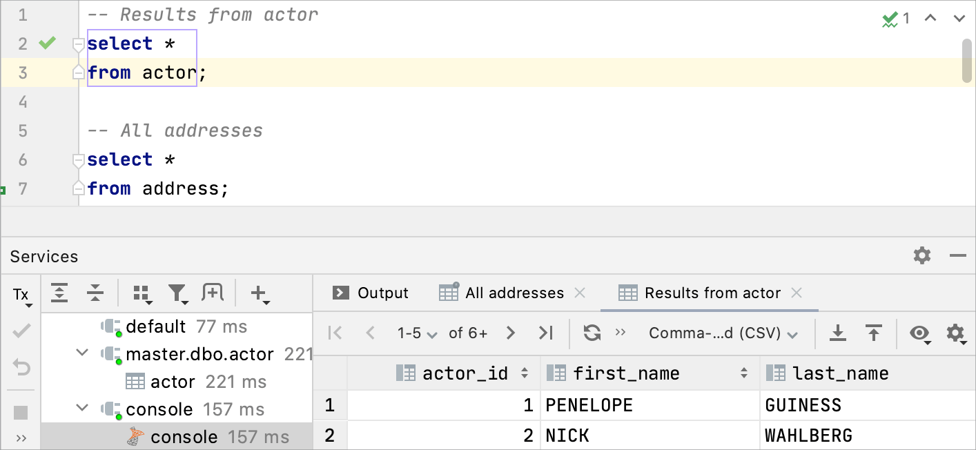 tab names for results in Microsoft SQL Server