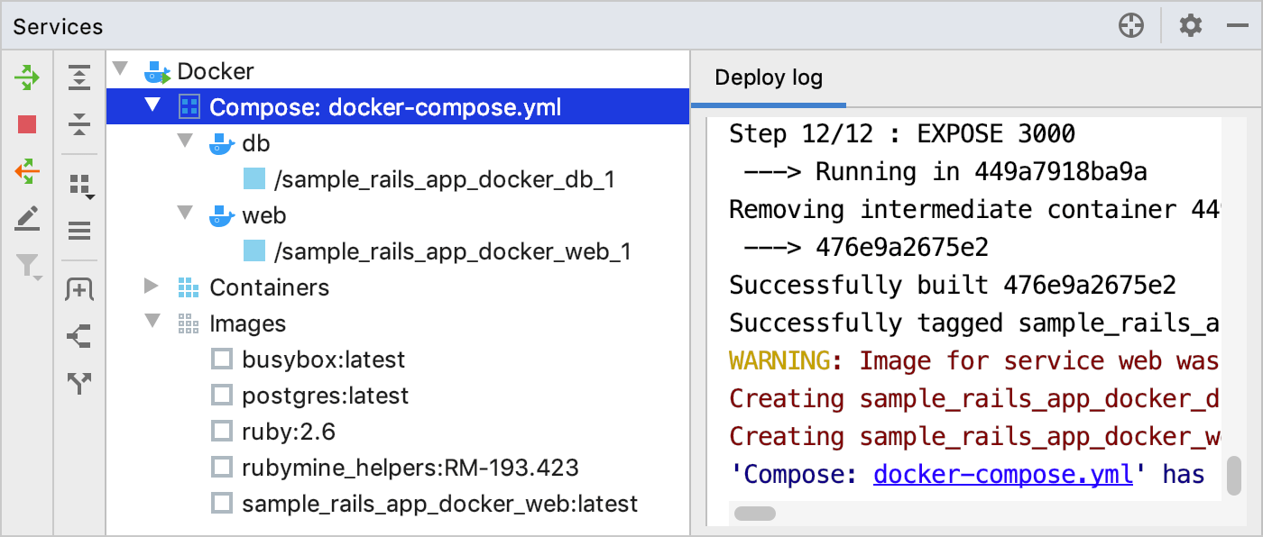 Docker tool window: Helpers