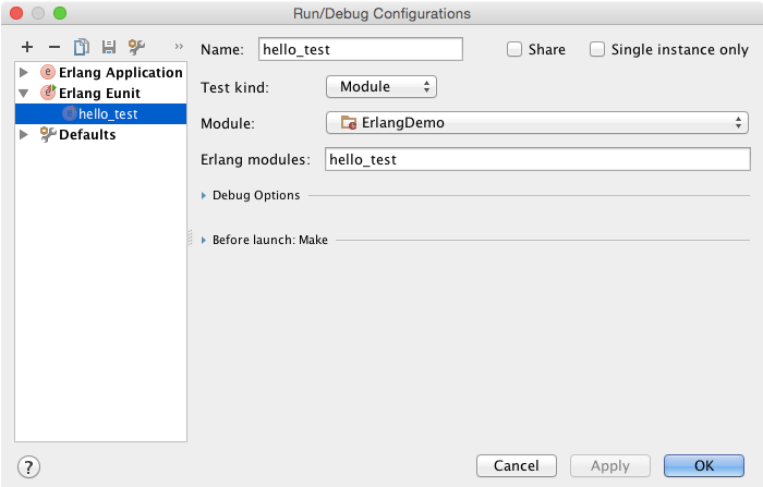 Erlang eunit config Erlang eunit config