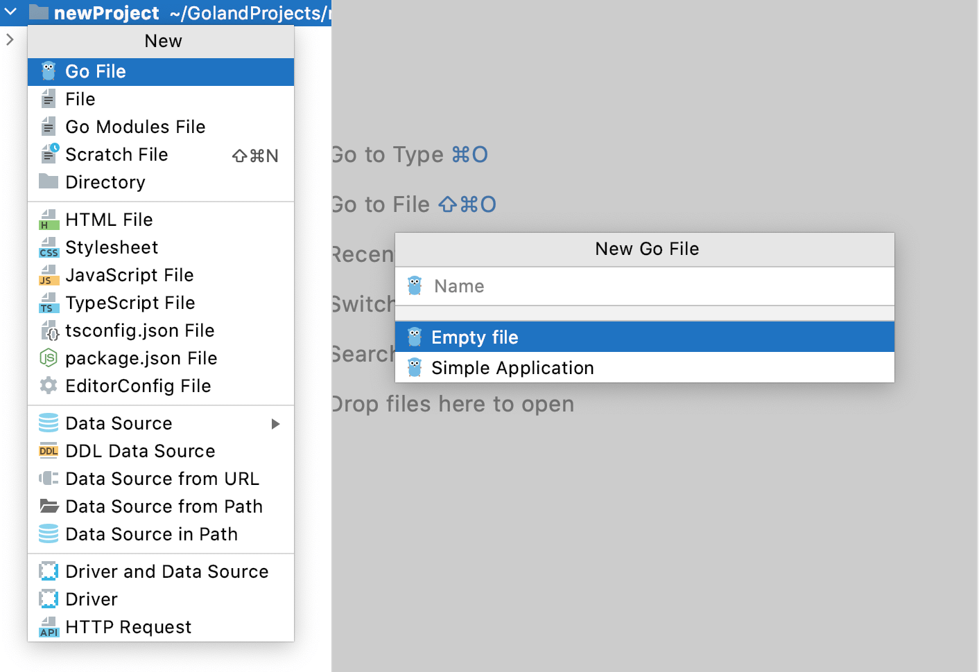 Create a Go file