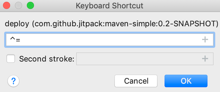 the Keyboard Shortcut dialog