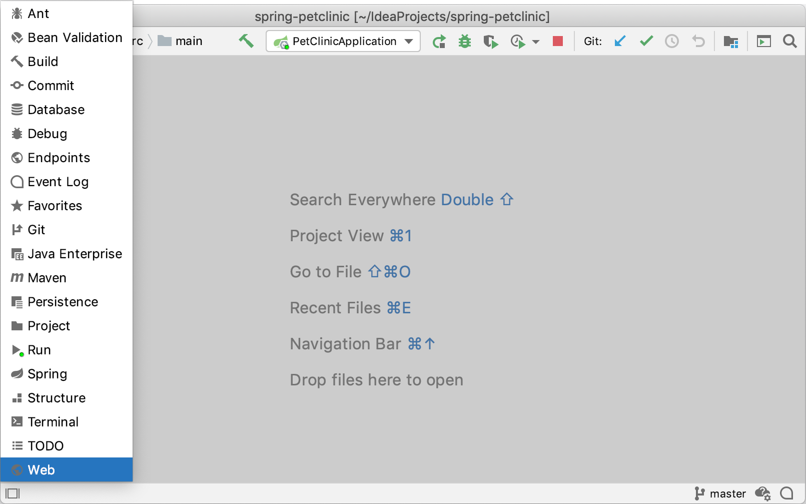 Tool windows bars menu Tool windows bars menu