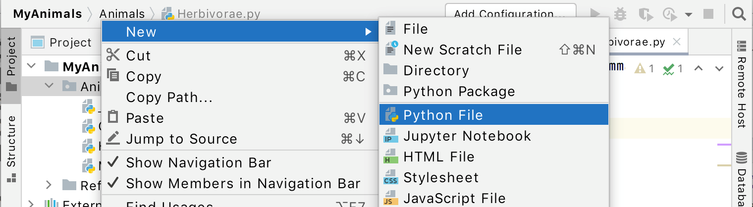 Create a new file using the navigation bar Create a new file using the navigation bar