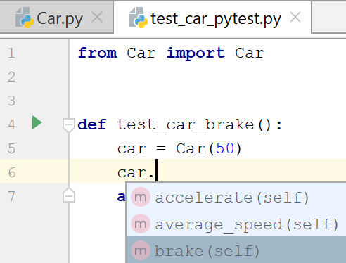 Autocompletion for the test subject
