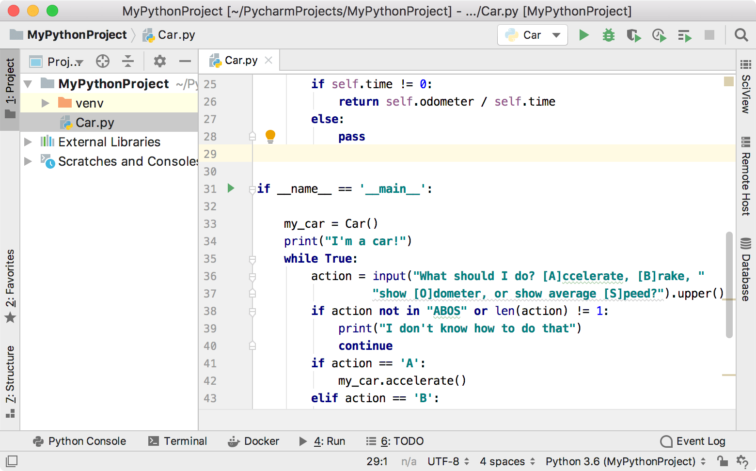 Step 1. Create and run your first Python project—PyCharm