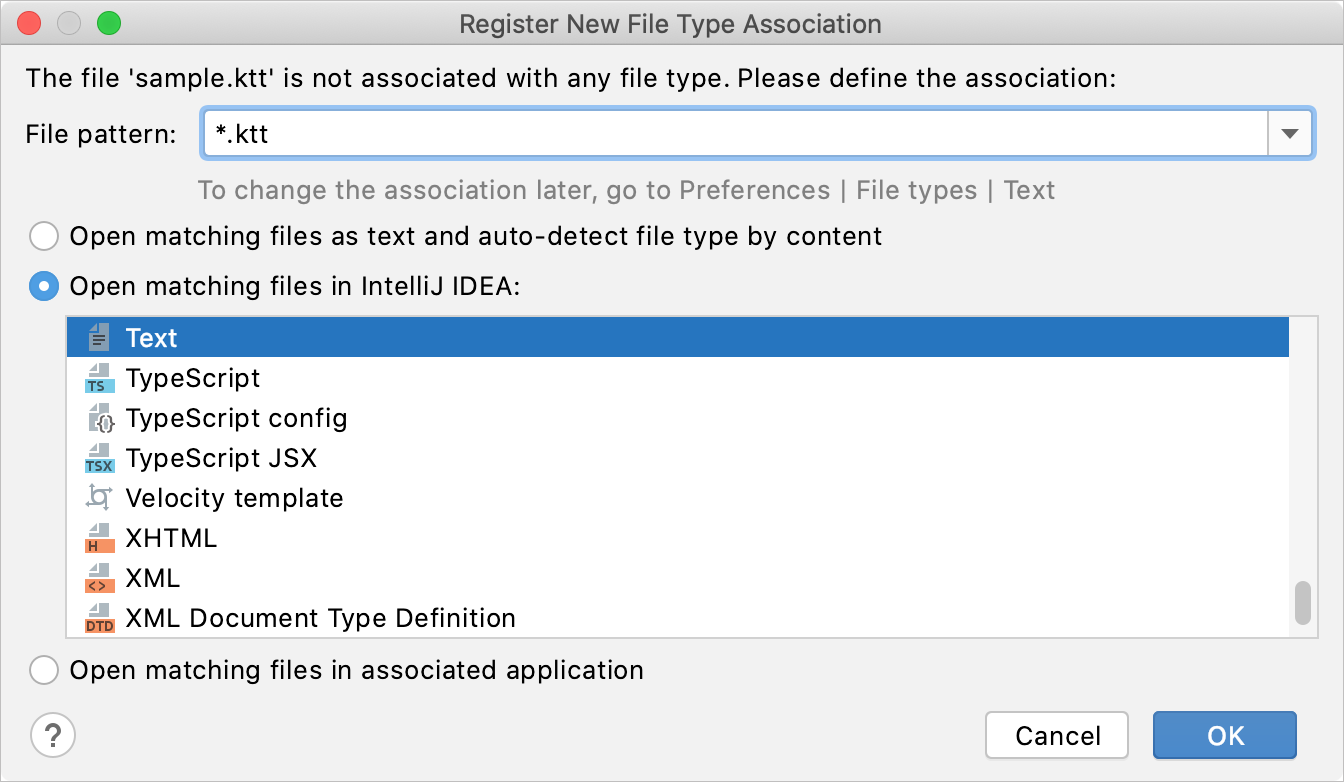 Registering a new file type
