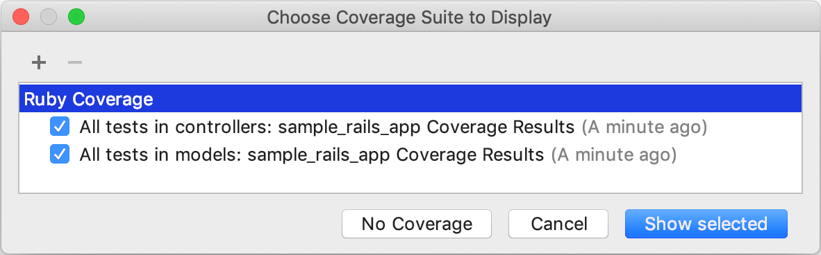 Choose Coverage Suite to Display