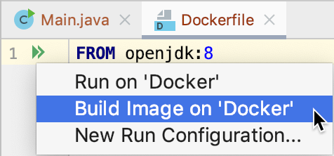 The Build Image on Docker popup