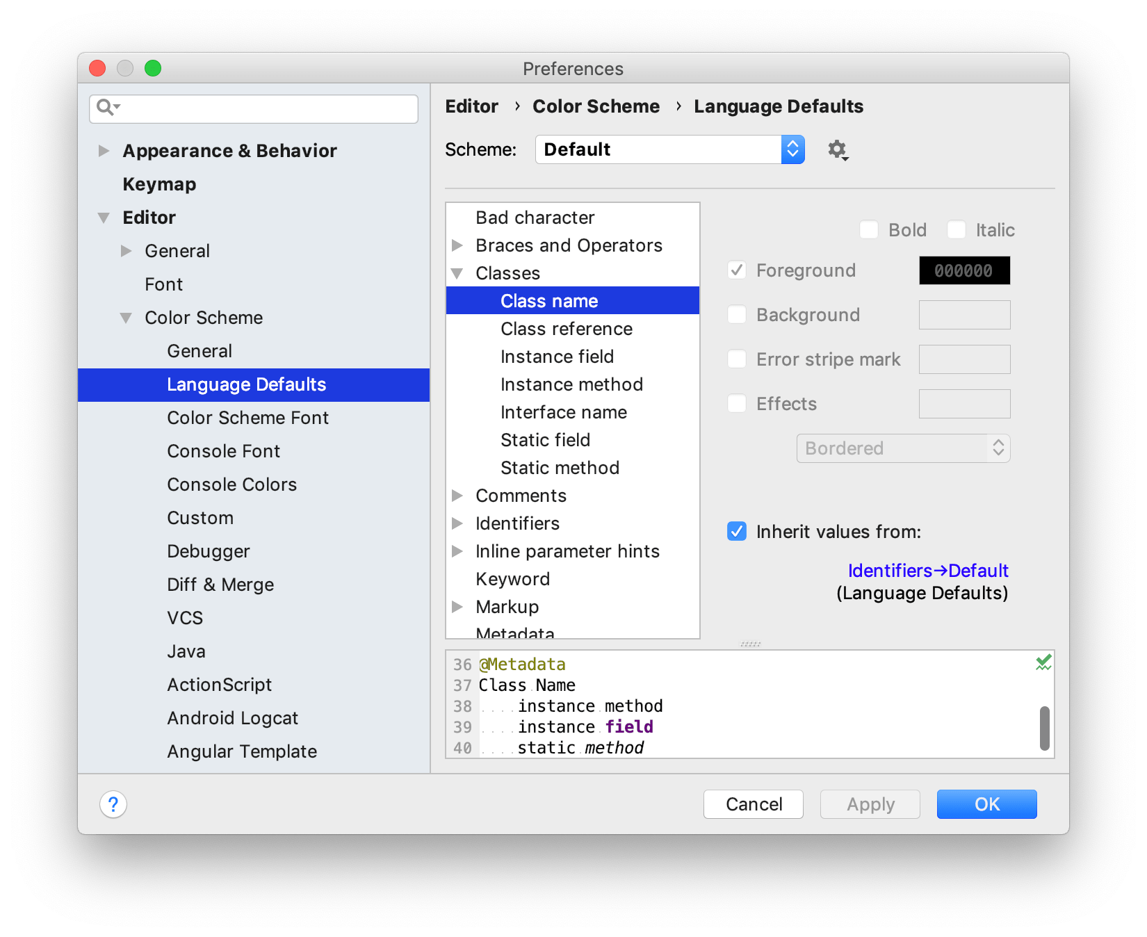 Colors And Fonts Intellij Idea