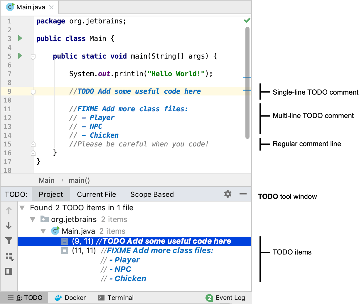 todo java comment