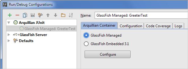 Arq24run configurations dialog