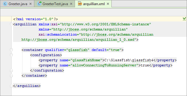 Arq29editor arquillian xml